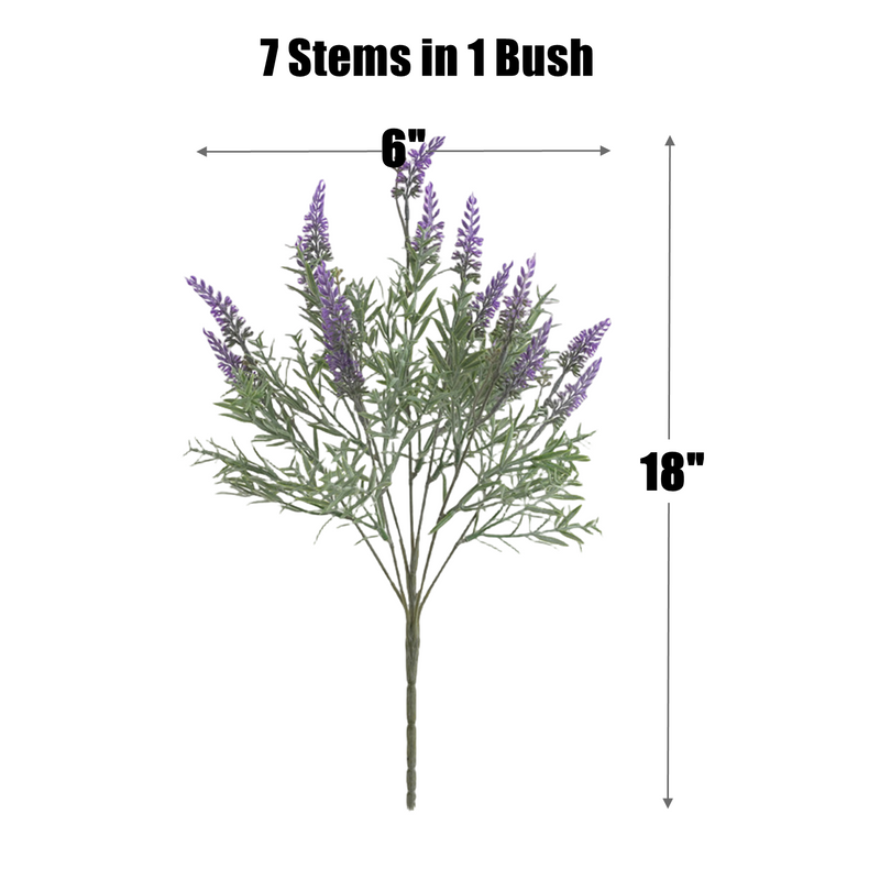 18 Inch Artificial Lavender Bush 10 Pcs UV Resistant Large Outdoor Garden Shrubs
