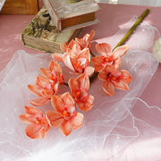 10 Pcs Artificial Autumn Cymbidium Stems 18 Inch Real Touch Fall Orange Flowers