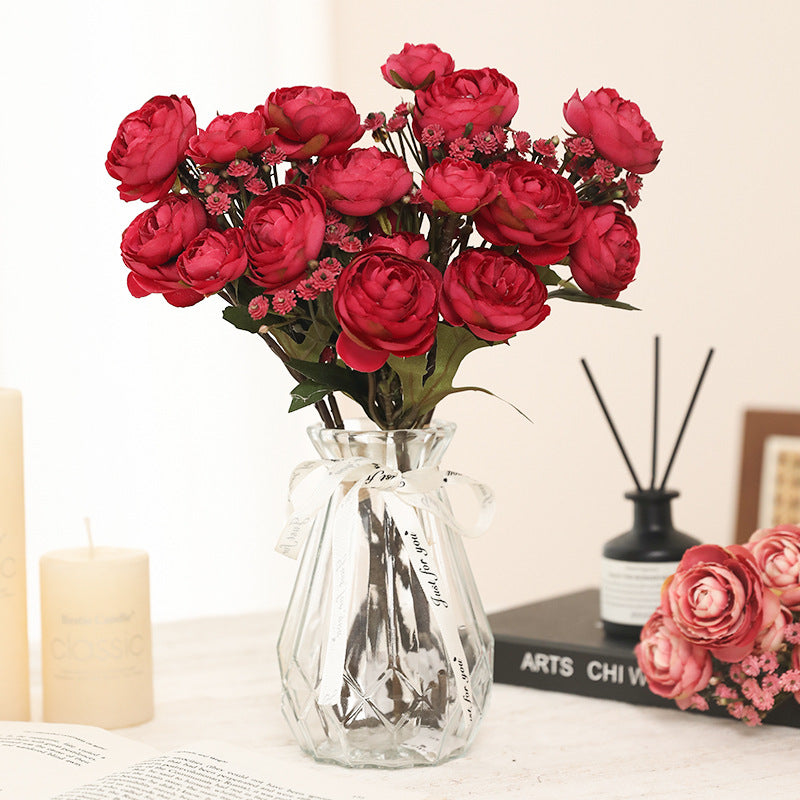 12.5 Inch Artificial Autumn Ranunculus Bouquet, 10 Pcs Realistic Fall Flowers for Thanksgiving Tabletop, Wreath, DIY Decor