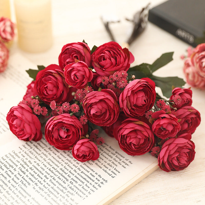 12.5 Inch Artificial Autumn Ranunculus Bouquet, 10 Pcs Realistic Fall Flowers for Thanksgiving Tabletop, Wreath, DIY Decor