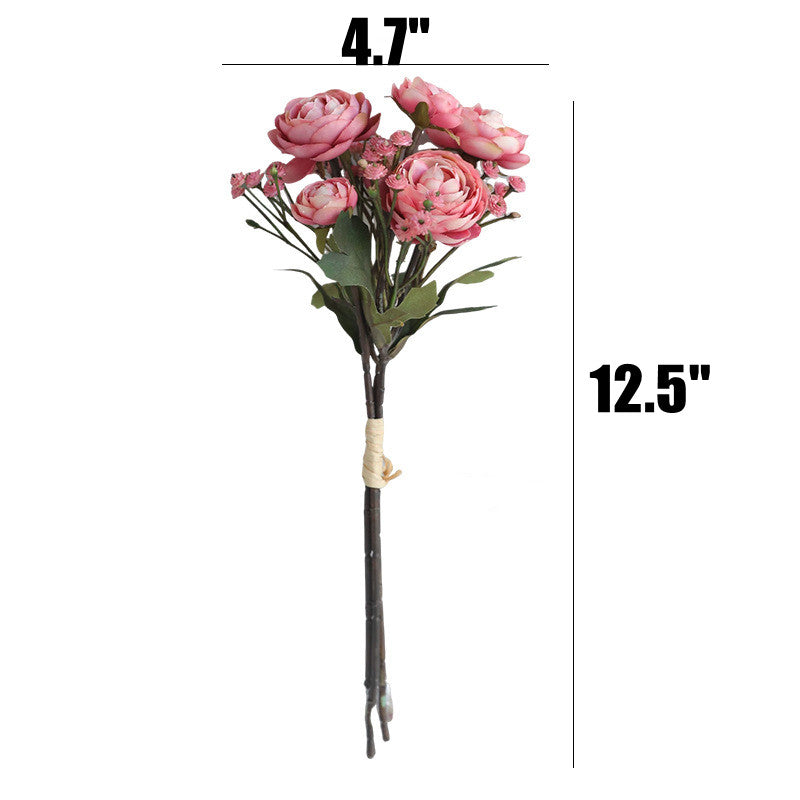 12.5 Inch Artificial Autumn Ranunculus Bouquet, 10 Pcs Realistic Fall Flowers for Thanksgiving Tabletop, Wreath, DIY Decor