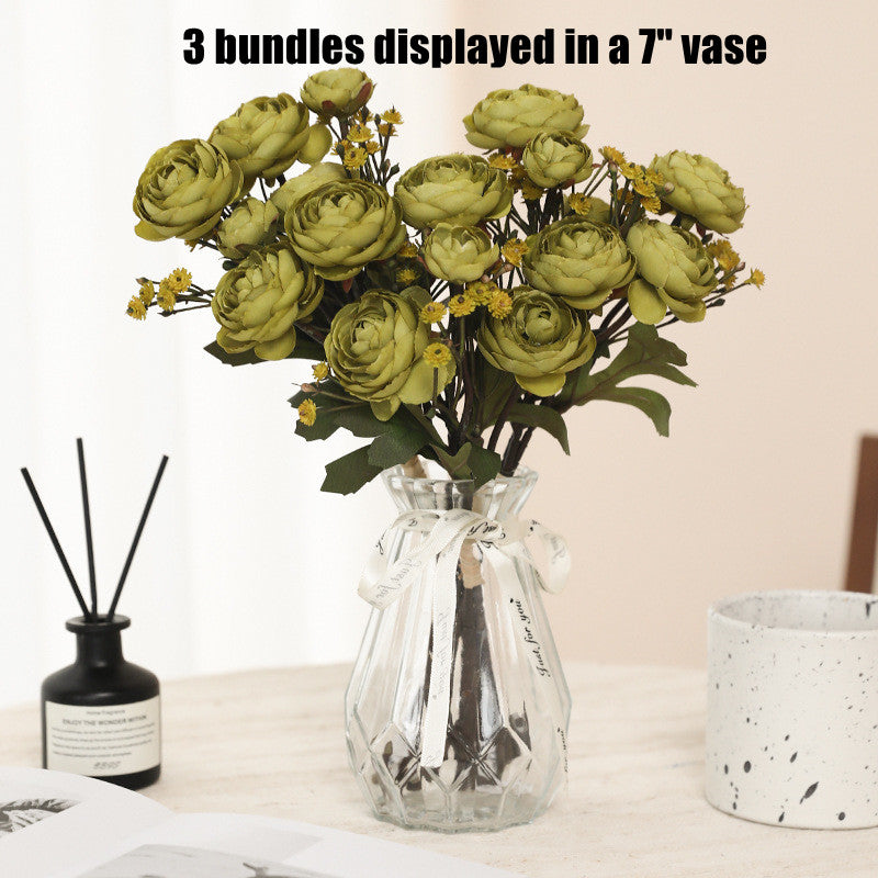 12.5 Inch Artificial Autumn Ranunculus Bouquet, 10 Pcs Realistic Fall Flowers for Thanksgiving Tabletop, Wreath, DIY Decor