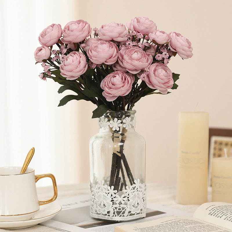 12.5 Inch Artificial Autumn Ranunculus Bouquet, 10 Pcs Realistic Fall Flowers for Thanksgiving Tabletop, Wreath, DIY Decor