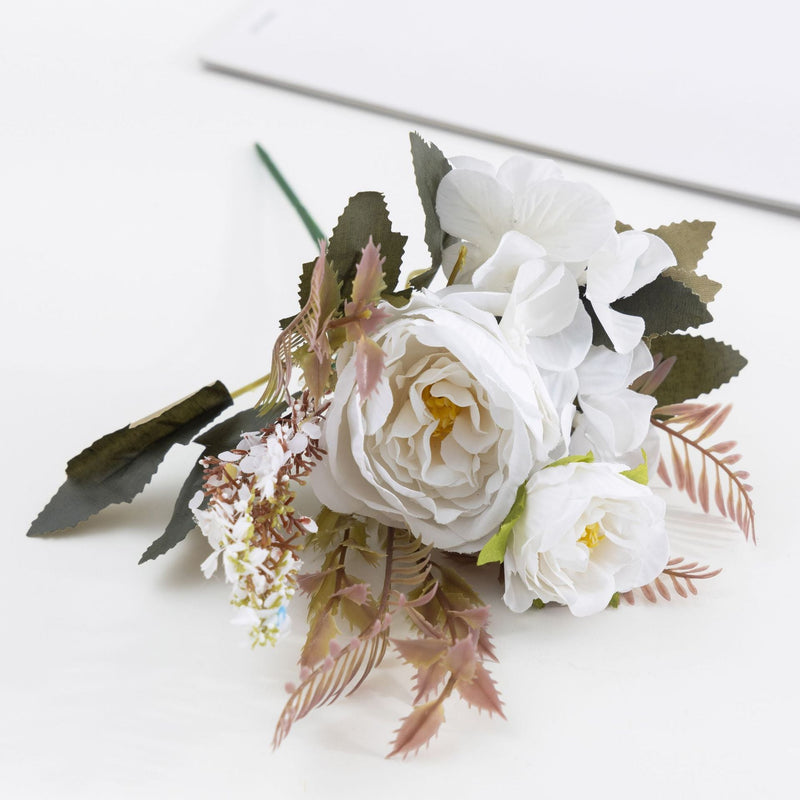 12 Inch Artificial Peony Bush Bouquet, 10 Pcs Small Silk Flowers for Autumn Winter Floral Arrangements