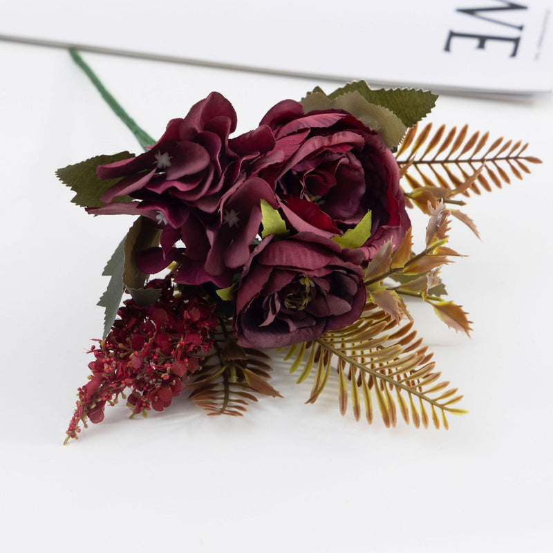 12 Inch Artificial Peony Bush Bouquet, 10 Pcs Small Silk Flowers for Autumn Winter Floral Arrangements