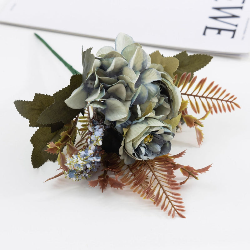 12 Inch Artificial Peony Bush Bouquet, 10 Pcs Small Silk Flowers for Autumn Winter Floral Arrangements