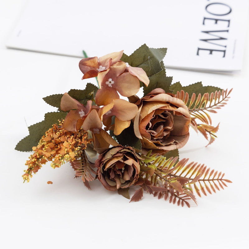 12 Inch Artificial Peony Bush Bouquet, 10 Pcs Small Silk Flowers for Autumn Winter Floral Arrangements