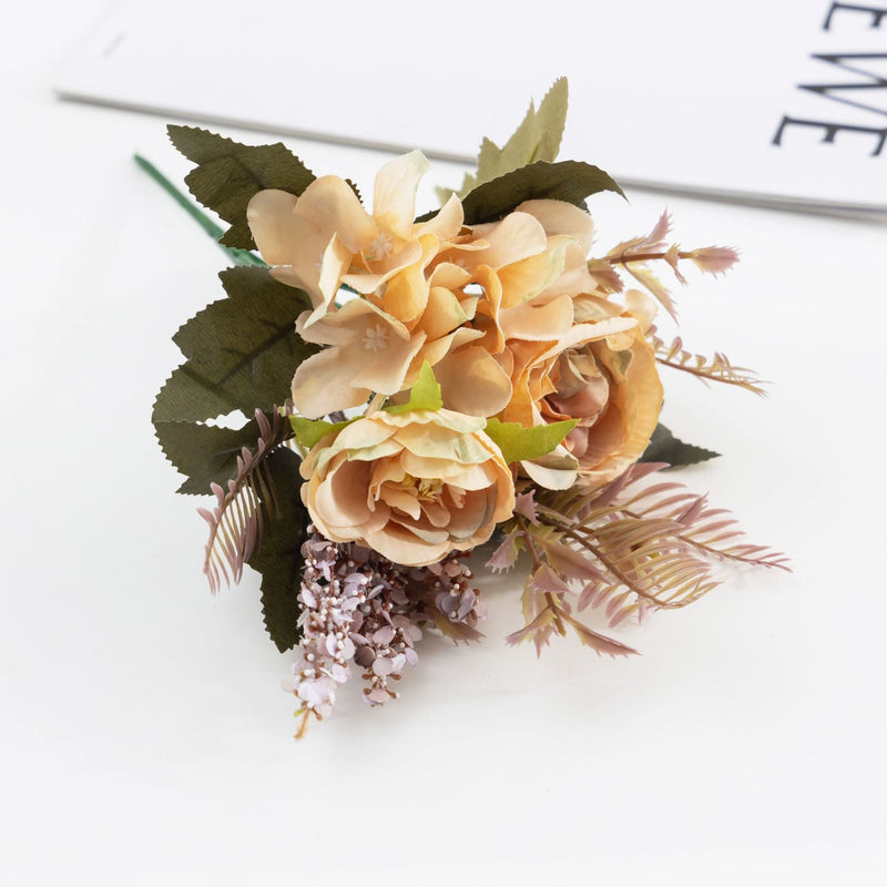 12 Inch Artificial Peony Bush Bouquet, 10 Pcs Small Silk Flowers for Autumn Winter Floral Arrangements