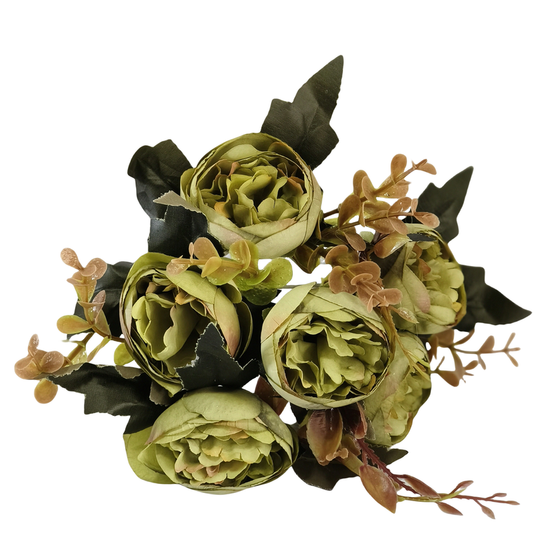 12 Inch Silk Peony Flower Bush, Vintage Artificial Peony Bouquet, Bulk Quantity