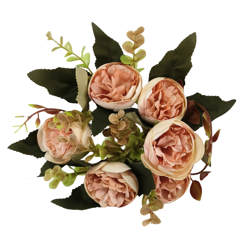 12 Inch Silk Peony Flower Bush, Vintage Artificial Peony Bouquet, Bulk Quantity