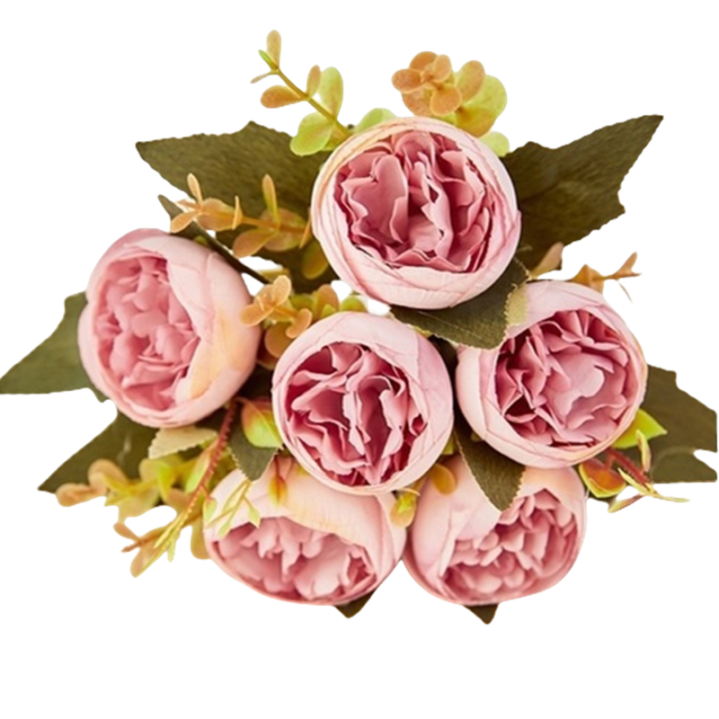 12 Inch Silk Peony Flower Bush, Vintage Artificial Peony Bouquet, Bulk Quantity