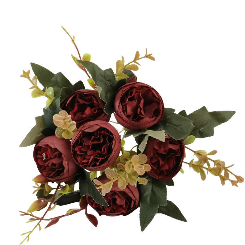 12 Inch Silk Peony Flower Bush, Vintage Artificial Peony Bouquet, Bulk Quantity