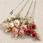 25 Inch Autumn Rose Spray Branches 6 Pcs Silk Artificial Flowers Fall Decoration