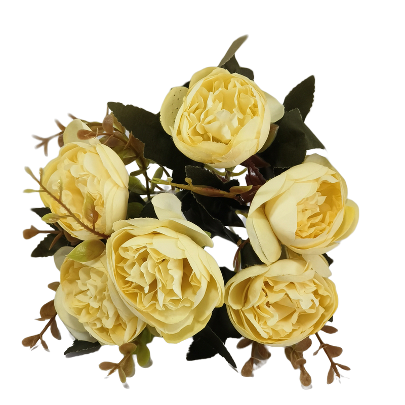 12 Inch Silk Peony Flower Bush, Vintage Artificial Peony Bouquet, Bulk Quantity