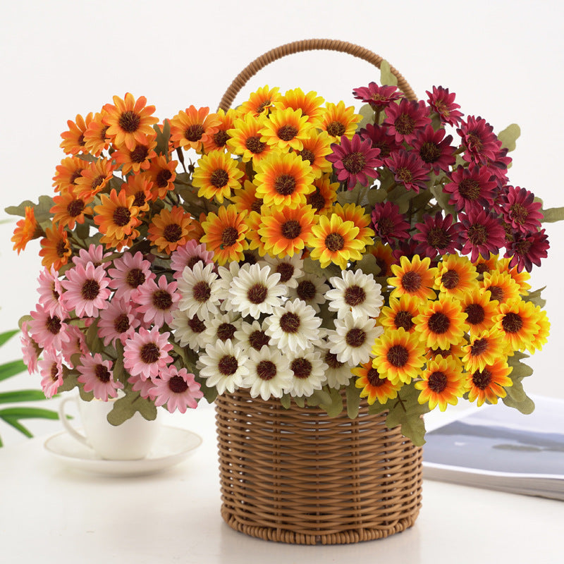12 Inch Artificial Autumn Daisy Bush - Silk Fall Floral Shrubs, Bulk Quantity for Hanging Baskets