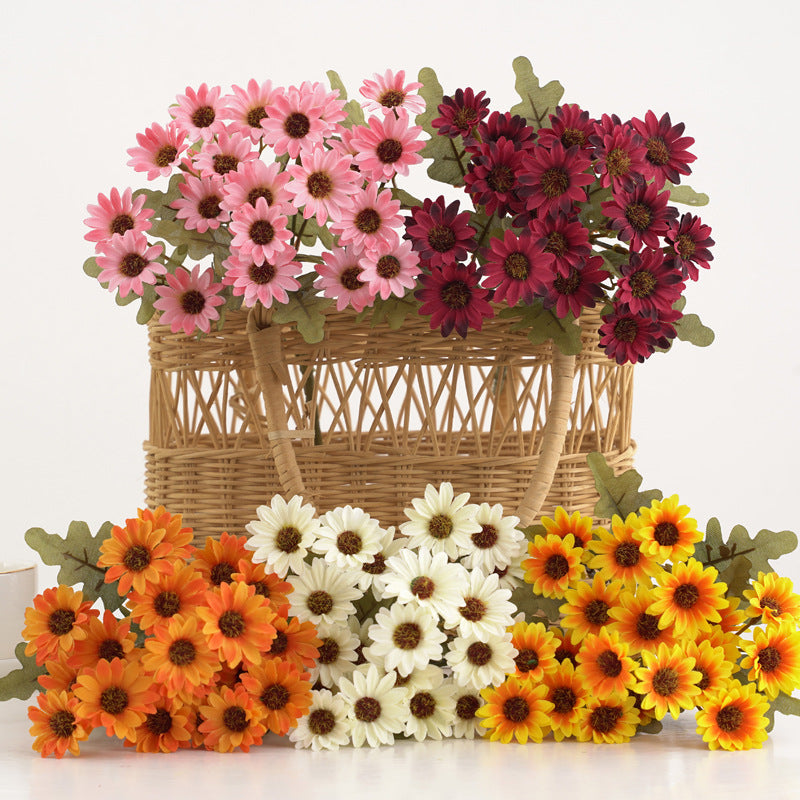 12 Inch Artificial Autumn Daisy Bush - Silk Fall Floral Shrubs, Bulk Quantity for Hanging Baskets