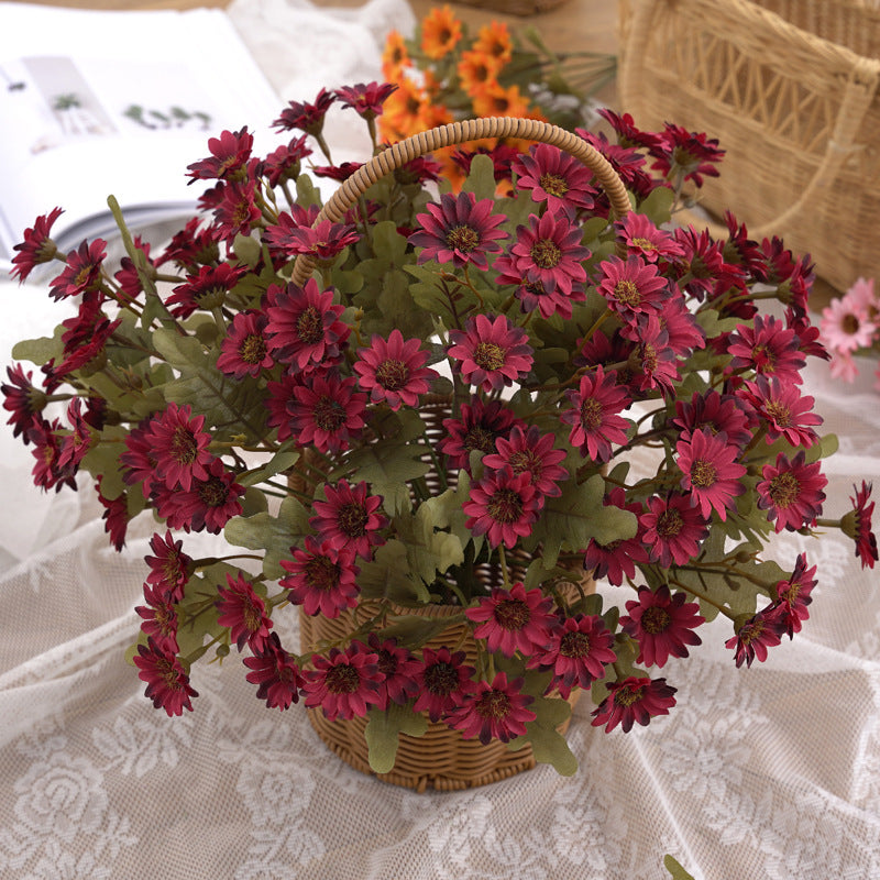 12 Inch Artificial Autumn Daisy Bush - Silk Fall Floral Shrubs, Bulk Quantity for Hanging Baskets