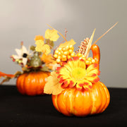 3 Pcs Artificial Fall Floral Arrangements in Pumpkin Vase, Autumn Decor, Silk Flowers