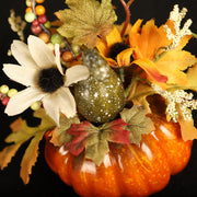 3 Pcs Artificial Fall Floral Arrangements in Pumpkin Vase, Autumn Decor, Silk Flowers
