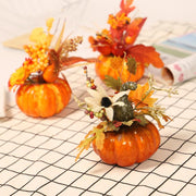 3 Pcs Artificial Fall Floral Arrangements in Pumpkin Vase, Autumn Decor, Silk Flowers