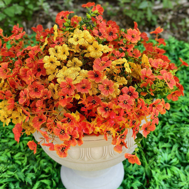 20 Bundles Artificial Silk Flowers for Outdoor Autumn Decoration, Bulk Fake Plants