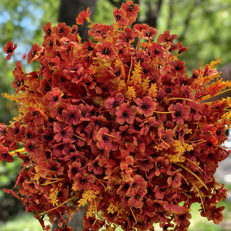 20 Bundles Artificial Silk Flowers for Outdoor Autumn Decoration, Bulk Fake Plants