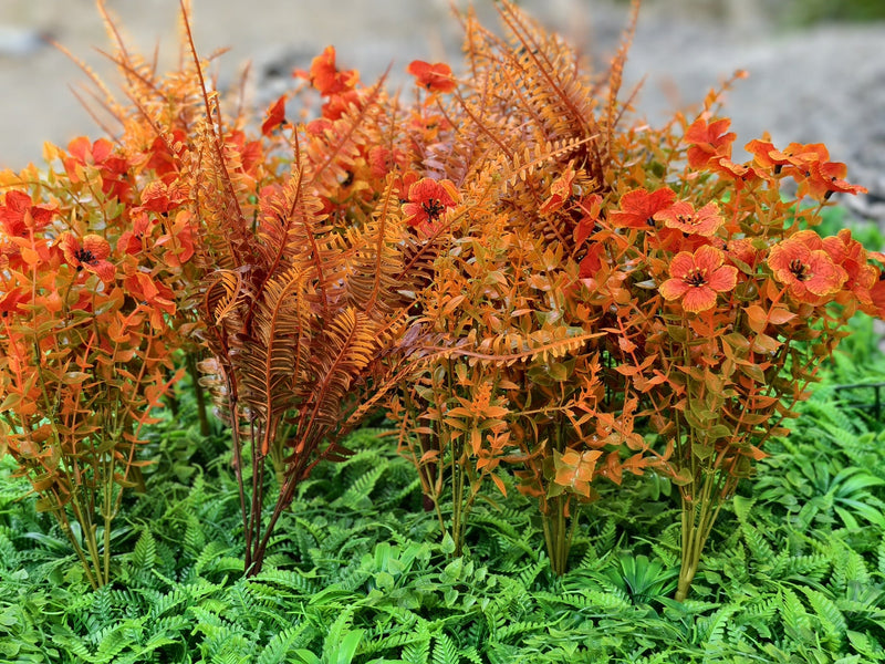 20 Bundles Artificial Silk Flowers for Outdoor Autumn Decoration, Bulk Fake Plants