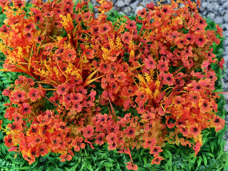 20 Bundles Artificial Silk Flowers for Outdoor Autumn Decoration, Bulk Fake Plants
