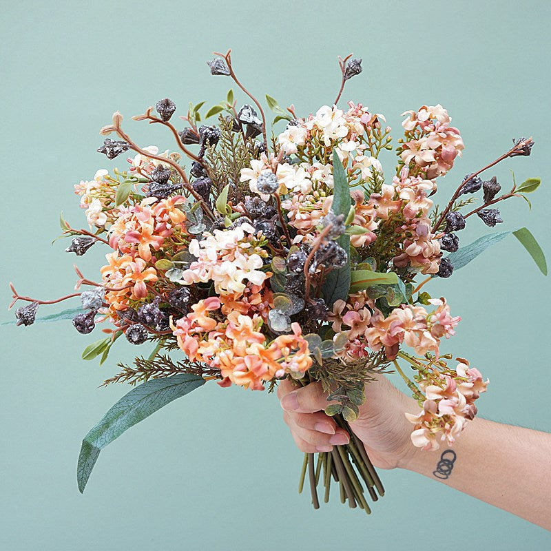 10 Pcs Artificial Autumn Jasmine and Eucalyptus Flower Bouquet Arrangements