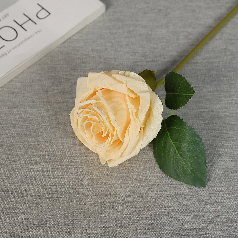 11 Inch Autumn Burnt Edge Rose Stems Silk Artificial Flowers 10 Pcs Bulk