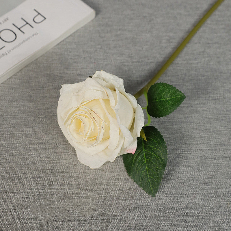 11 Inch Autumn Burnt Edge Rose Stems Silk Artificial Flowers 10 Pcs Bulk