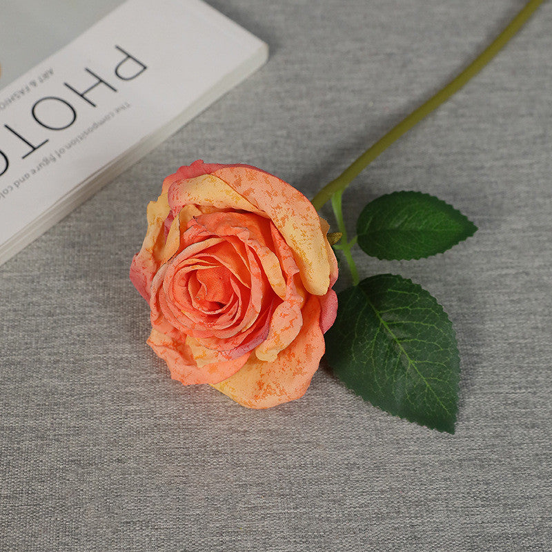11 Inch Autumn Burnt Edge Rose Stems Silk Artificial Flowers 10 Pcs Bulk