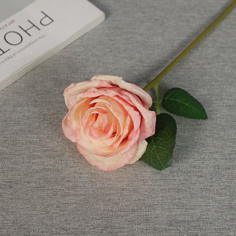 11 Inch Autumn Burnt Edge Rose Stems Silk Artificial Flowers 10 Pcs Bulk
