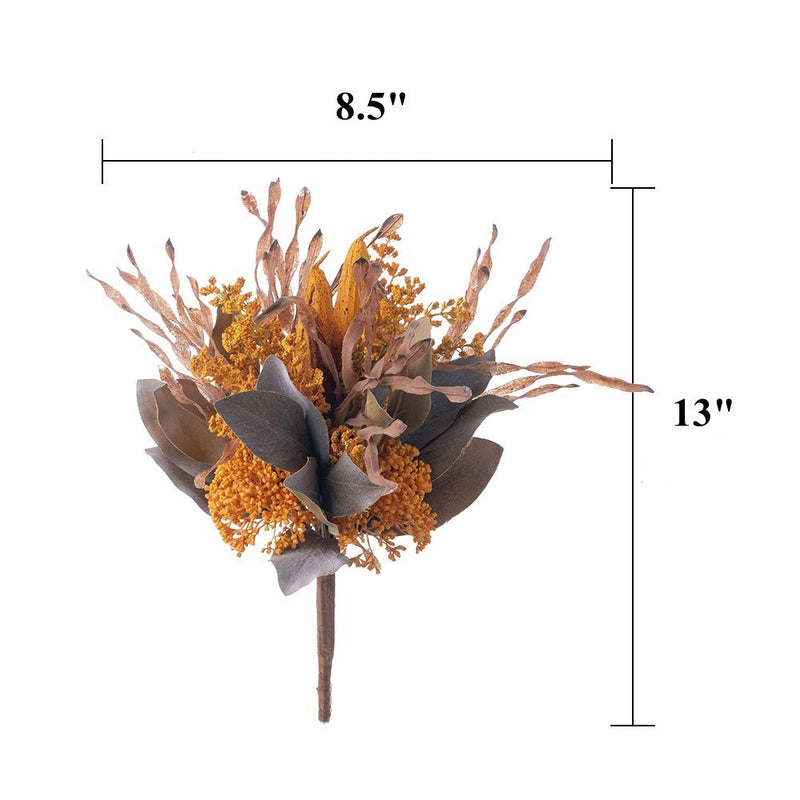 13 Inch Autumn Artificial Flower Bouquet, 6-7 Inch Vase Size, Thanksgiving Day Decoration, Bulk Set