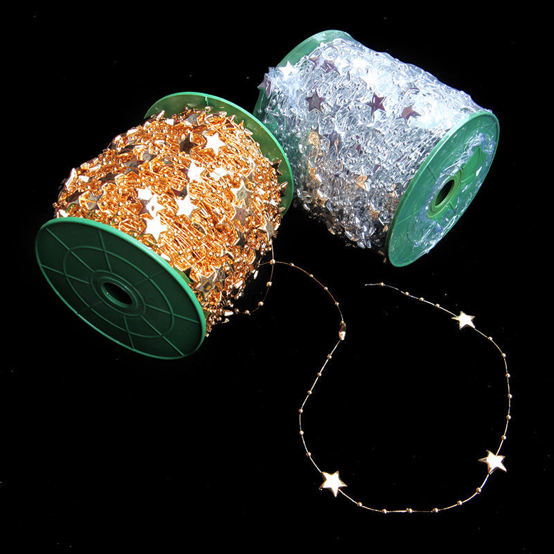 98FT Star Pearl Bead Garland String, Artificial Holiday Decoration, Bulk Length