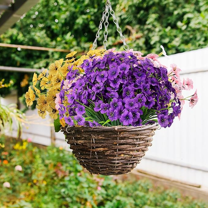 10 Pcs UV Resistant Faux Flowers for Outdoors Bulk Artificial Silk Flowers
