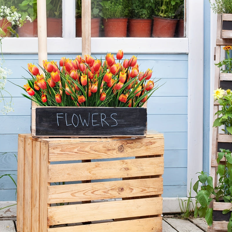 4 Bundles UV-Resistant Artificial Tulip Bushes for Indoor Outdoor Decor, Silk Flowers