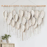 Bulk Wall Hanging Boho Woven Tapestry Bohemian Handmade Leaf Feather Wall Art Decorations for Apartment Dorm Living Room and Bedroom Wholesale