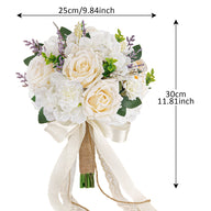 Bulk 8" Bridal Bouquet White Champagne Roses Wedding Bouquets Wholesale