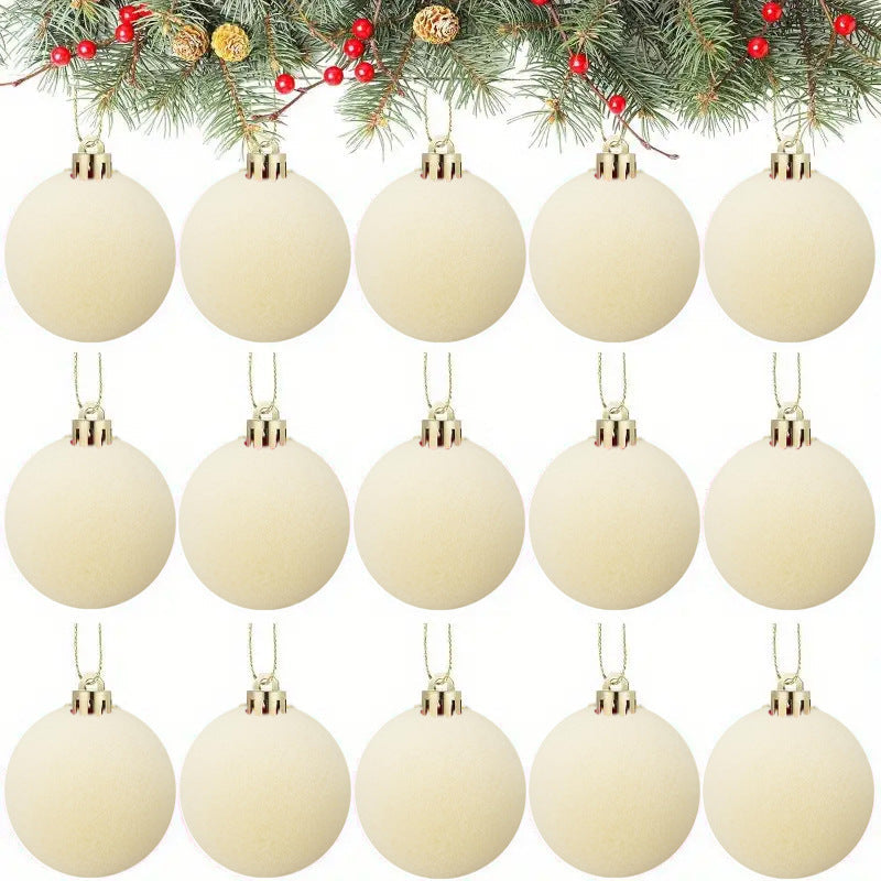 15 Pcs 2.3 Inch Velvet Christmas Ball Ornaments Soft Plush Holiday Tree Decor
