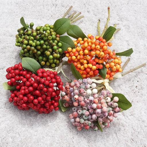 10 Pcs Artificial Holy Berries Bouquet Faux Fall Winter Flowers Arrangements