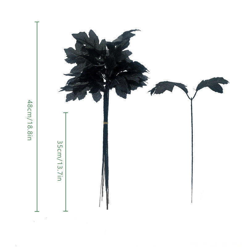 50 Pcs Black Artificial Flower Stems 12 Inch Faux Silk Flowers for Crafts Halloween Decor