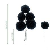 50 Pcs Black Artificial Flower Stems 12 Inch Faux Silk Flowers for Crafts Halloween Decor