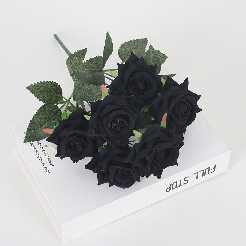 11 Colors 14 Inch Velvet Artificial Rose Bush Stems Bulk 11 Pcs Silk Flowers