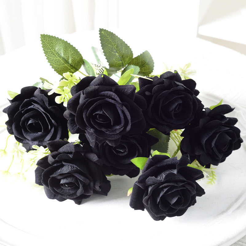 13.5 Inch Artificial Silk Rose Bush Bouquet, Bulk Wholesale, Faux Flower Stems