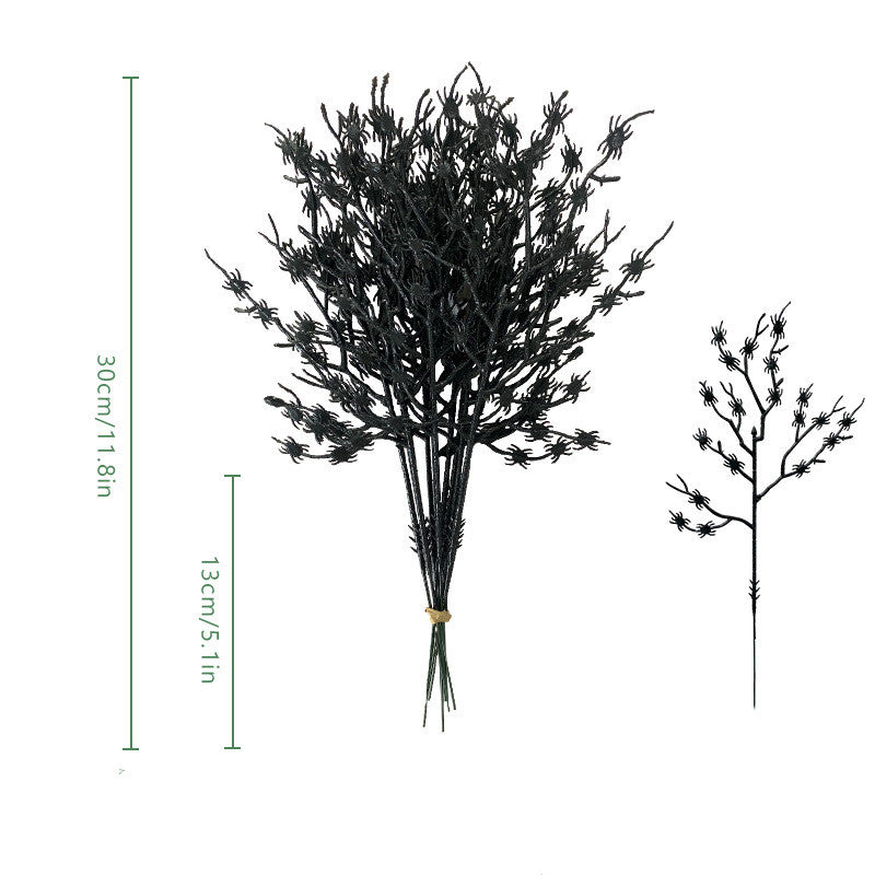50 Pcs Black Artificial Flower Stems 12 Inch Faux Silk Flowers for Crafts Halloween Decor