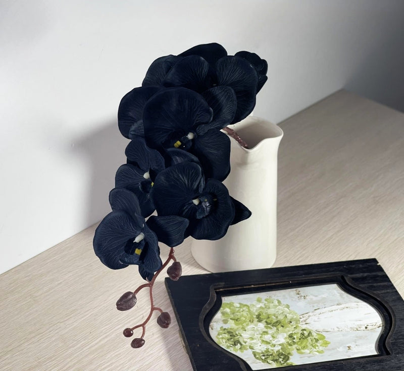 10 Pcs Artificial Black Phalaenopsis Orchid Stems 18 Inch Halloween Flower Arrangements Bulk