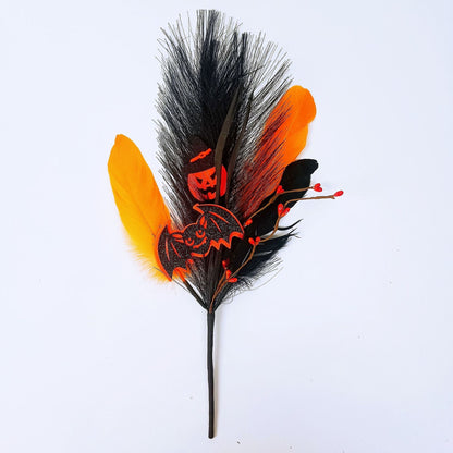 15 Inch Black Artificial Pampas Grass with Felt Eyeball Pumpkins Halloween Decoration Bulk