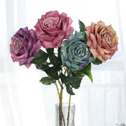 3 Pcs Vintage 1970s Style Silk Rose Stems Wedding Flower Arrangement