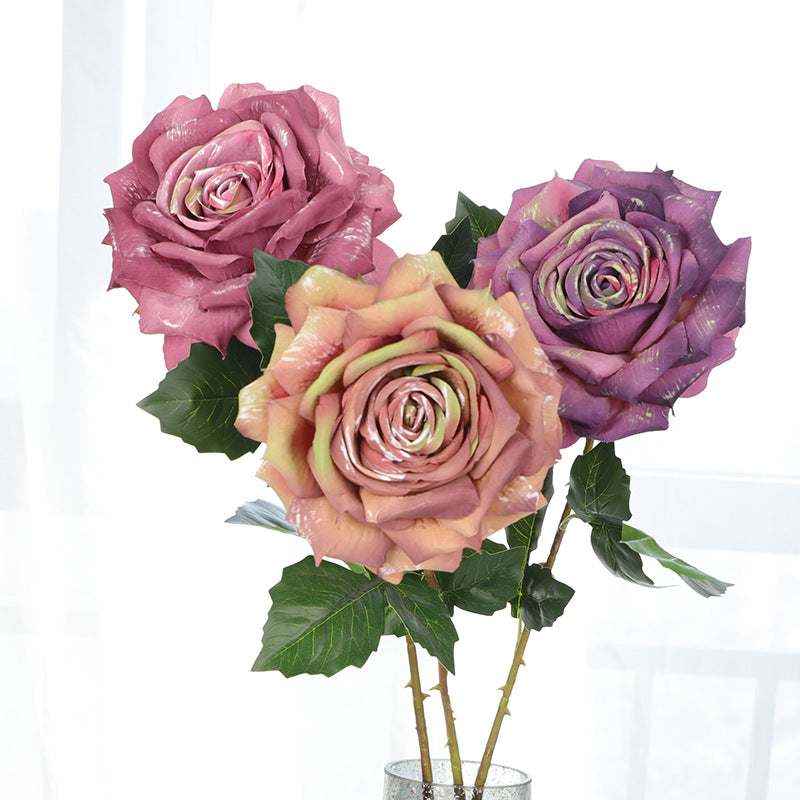 3 Pcs Vintage 1970s Style Silk Rose Stems Wedding Flower Arrangement